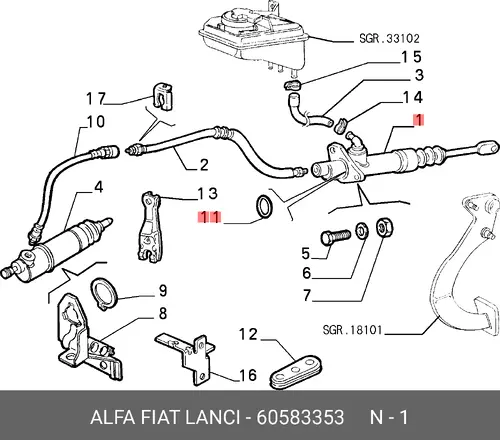 Цилиндр сцепления ALFA ROMEO 60583353