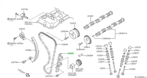 успокоитель цепи ГРМ!\ Nissan Note 1.4 05> 13085-BX000