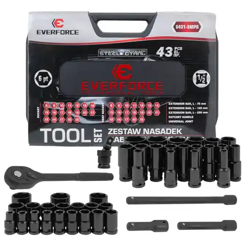 Набор инструментов 43пр. 1/2''(6гр)(8-32мм) EF64315MPB EVERFORCE