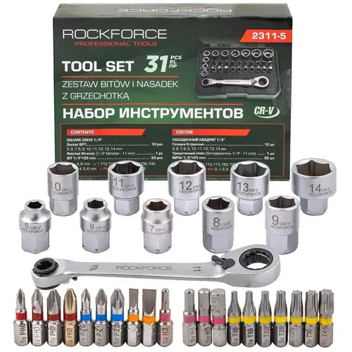 RF23115 Набор инструментов 31пр. 1/4 ROCK FORCE