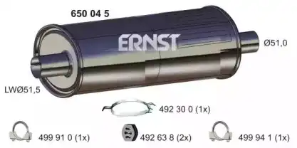 глушитель задняя часть Volv 650 04 5 ERNST