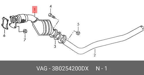 Гофра глушителя VAG 3B0 254 200 DX L= d=