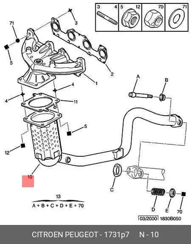 катализатор глушителя MB 1731 P7 PSA