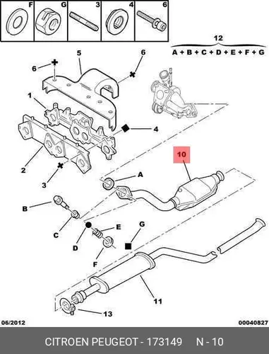 катализатор глушителя VW 1731 49 PSA