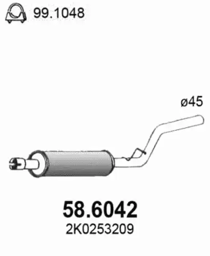 Глушитель средняя часть 58.6042 ASSO