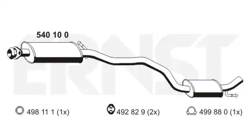 глушитель средняя часть Opel 054 01 0 ERNST