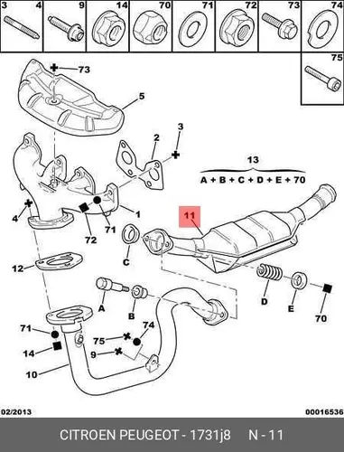 катализатор глушителя Citr 1731 J8 PSA