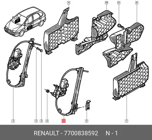 Стеклоподъемник  RENAULT 7700838592