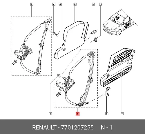 Стеклоподъемник  RENAULT 7701207255