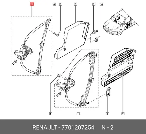 Стеклоподъемник  RENAULT 7701207254
