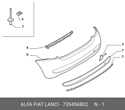 БАМПЕР ЗАДНИЙ 500 735456802 FIAT