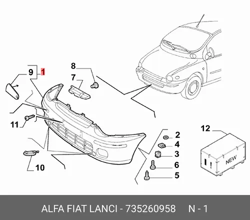 БАМПЕР ПЕРЕДНИЙ 735260958 FIAT