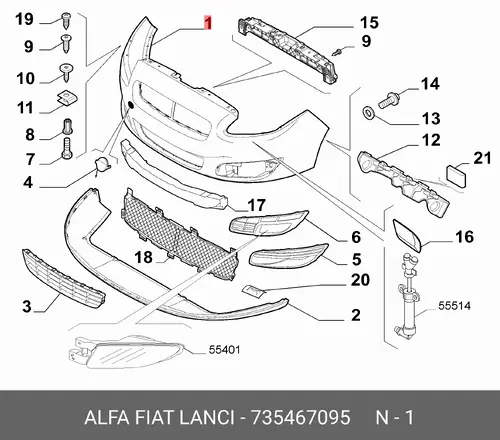 БАМПЕР ПЕРЕДНИЙ 735467095 FIAT