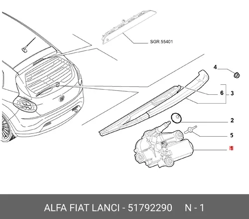 Двигатель стеклоочистителя 51792290 FIAT
