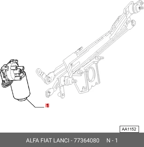 эл.двигатель стеклоочистителя 77364080 FIAT