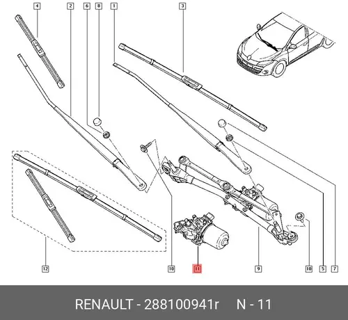 Двигатель стеклоочистителя 288100941R RENAULT