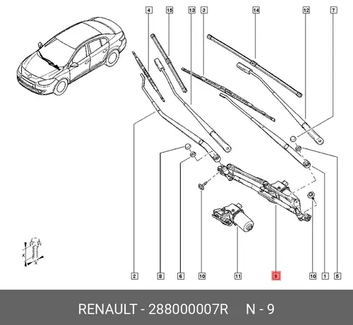 Трапеция стеклоочистителя 288000007R RENAULT