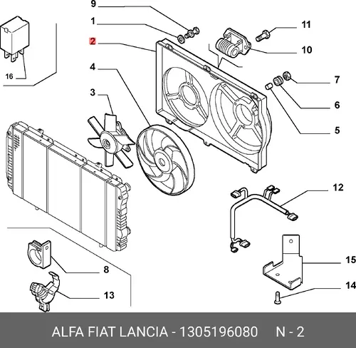 дефлектор вентилятора радиатора 1305196080 FIAT