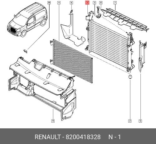 Радиатор системы охлаждения двигателя RENAULT 8200418328