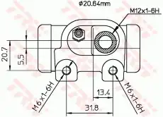 Колесный тормозной цилиндр BWF130 TRW