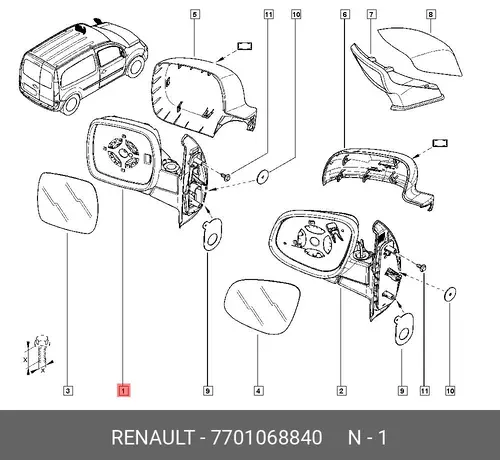 КОРПУС ЗЕРКАЛА 7701068840 RENAULT