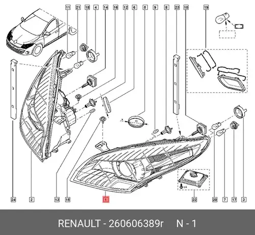 Фара RENAULT 260606389R