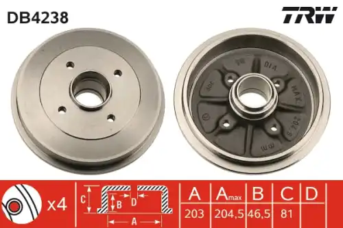 Тормозной барабан TRW DB4238