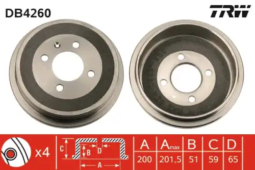 Тормозной барабан TRW DB4260
