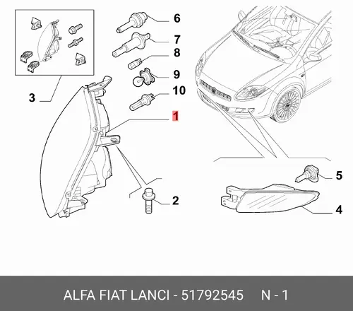Фара FIAT 51792545