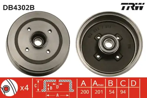 Тормозной барабан TRW DB4302B