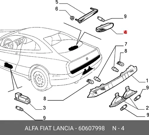 Фонарь задний ALFA ROMEO 60607998