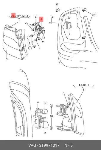 ЖГУТ ПРОВОДОВ ЗАДНИЙ 3T9971017 VAG