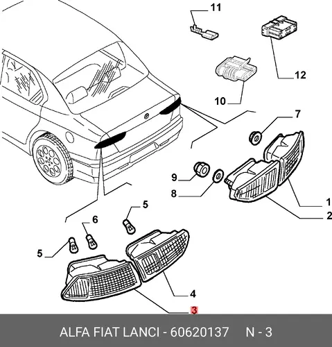 Фонарь задний ALFA ROMEO 60620137