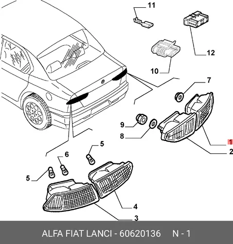 Фонарь задний ALFA ROMEO 60620136
