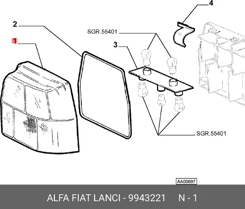 Фонарь задний FIAT 9943221