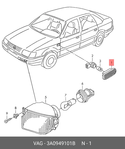 ПОВТОРИТЕЛЬ ПОВОРОТА 3A0949101B VAG