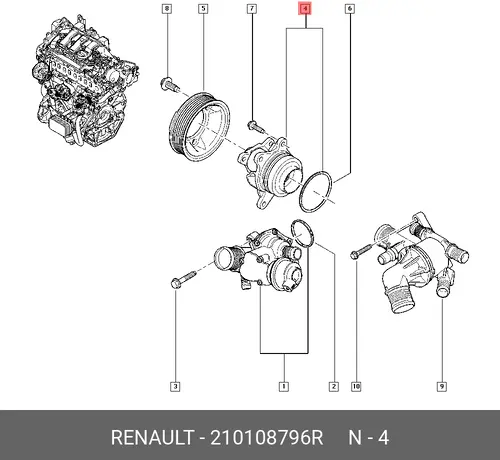 Насос системы охлаждения (помпа) RENAULT 210108796R