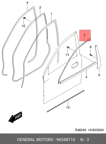 Уплотнитель двери GM 96548110