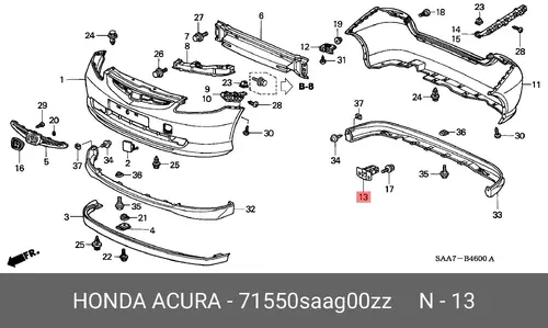  ПРОСТАВКАБАМПЕР ЗАД 71550SAAG00ZZ HONDA