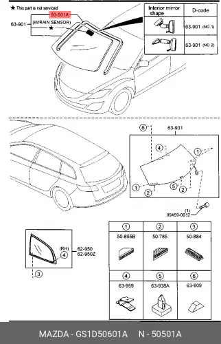 УПЛОТНИТЕЛЬ СТЕКЛА КОД GS1D50601A MAZDA