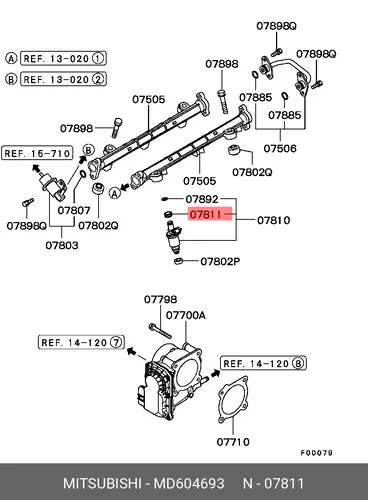 КОЛЬЦО УПЛОТНИТЕЛЬНОЕ ФОРСУНКИ ТОПЛИВНОЙ MD604693 MITSUBISHI