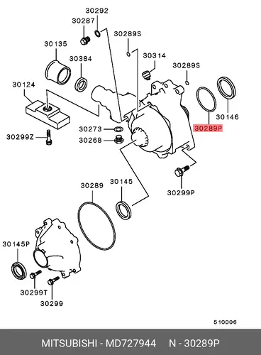  КОЛЬЦО УПЛОТНИТ.КОРПУСА РАЗДАТ.КОРОБКИ MD727944 MITSUBISHI
