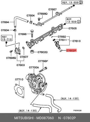 Кольцо уплотнительное форсунки MITSUBISHI MD087060