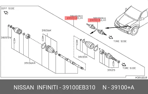 ПРИВОД 39100EB310 NISSAN