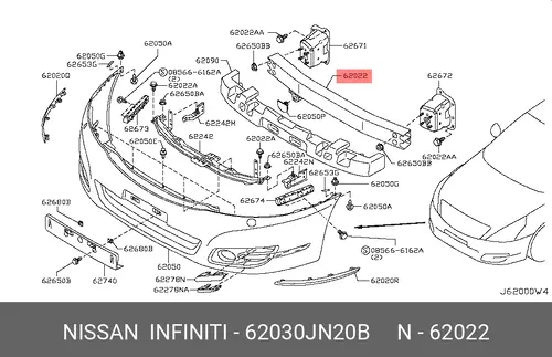 Усилитель бампера NISSAN 62030JN20B