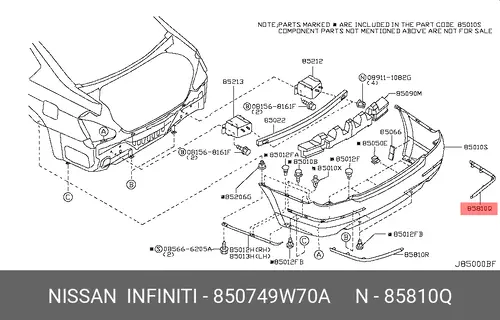 молдинг бампера 850749W70A NISSAN