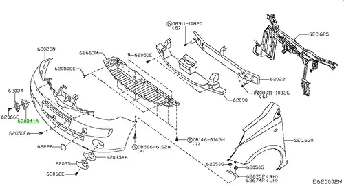  КРОНШТЕЙН ПТФ RH 62256BH00H NISSAN