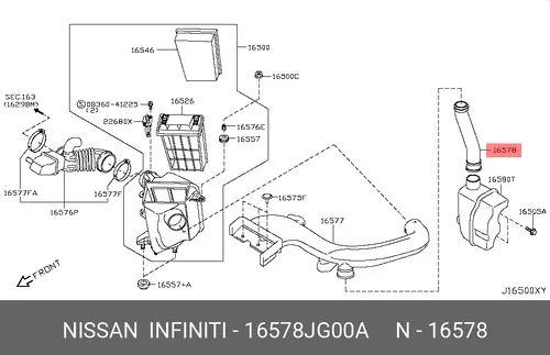 ПАТРУБОК ВОЗДУХОВОДА 16578JG00A NISSAN