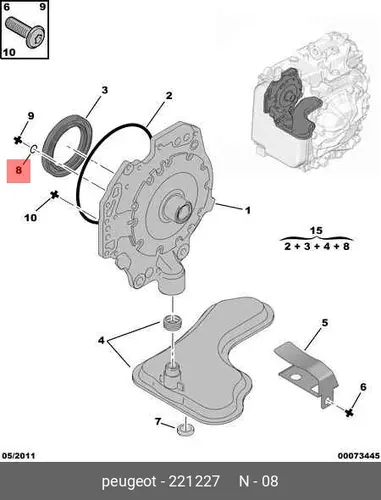 Кольцо уплотнительное автомобильное PSA 221227