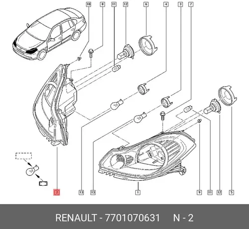 Фара RENAULT 7701070631